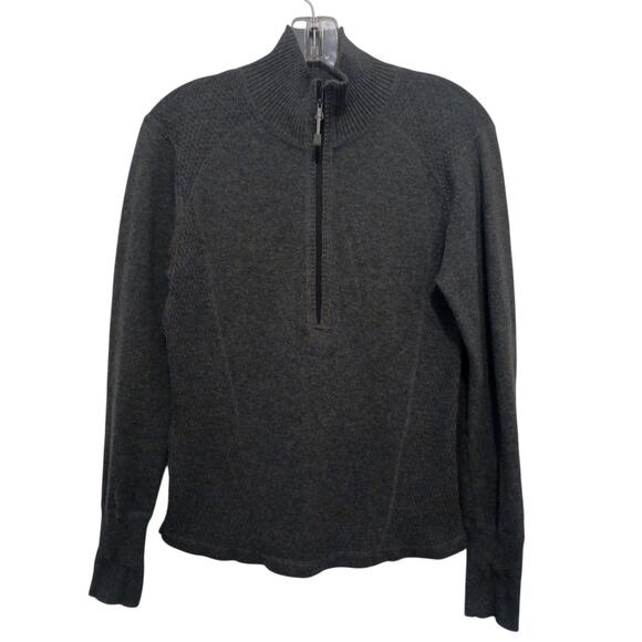 Eddy Bauer 1/4 Zip Sweater Pullover Knit Sz M Gray Stretch Preppy Office Layer - Picture 1 of 11